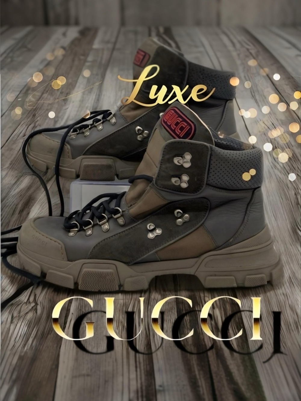 GUCCI AUTHENTICATED Flashtrek High waterproof hiking boots Men’s Sz 10 🔥🔥🔥🔥🔥​